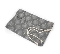 CHICIRIS Linen Fabric Pencil Case, Cute Pattern Brush Holder for 20 Brushes, Brush Storage Tool for Art Supplies, Rotating Crayon Organizer for Artists