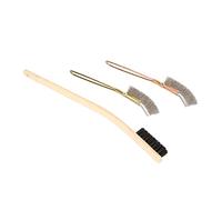 CHICIRIS Long Handle Stainless Steel Bird Cage Cleaning Brush 3 Brushes Set with Hanging Holes Medium Hardness Narrow Design for Easy Cleaning Bamboo Bird Cage Tool