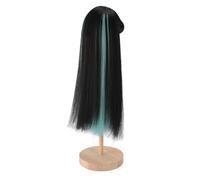 CHICIRIS Long Straight Doll Hair Dual Color Premium Synthetic Wig for 1/4 Dolls with 7.3-8.3in Head Circumference (Black Green)