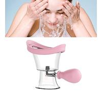 CHICIRIS Manual Air Pressure Eye Wash Cup with Ergonomic Silicone Rinse Cleaner, Squeeze Bottle for Eye Cleaning and Makeup Removal, PC Cup for Contacts (Pink)