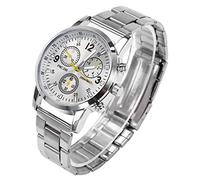 CHICIRIS Mens Stainless Steel Analog Wristwatch with 3 Decorative Dials for Business and Casual Wear, Friends and Family - 3 Colors (White)