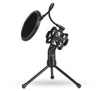 CHICIRIS Microphone Stand, Desktop Mic Stand with Pop Filters Dismountable and Foldable, Adjustable 180 Degrees Mic Desk for Microphone of Diameter Less Than 1.73INCH
