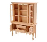 CHICIRIS Mini Dollhouse Cabinet Unpainted Birch Wood Miniature Cupboard 5.16 X 1.69 X 6.93 in with Drawers Wood Grain Texture for 1 12 Scale Collectors Parents Scene Building