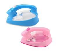 CHICIRIS Mini Electric Iron Toy Pink Pretend Play Appliance with Plastic Sponge Build Light Up Spinning Feature 12 X 5.5 X 7 Cm for Kids Girls Role Play Housework Fun