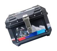 CHICIRIS Motorcycle Top Case, 45L Large Capacity Detachable ABS Motorcycle Luggage Storage Box with Ice Crossing Sticker, for Various Travel Needs