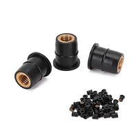 CHICIRIS Motorcycle Windscreen Well Nut, Rubber M6 Well Nut Assortment 50PCS, Rubber with Captive Brass, Seal, Vibration Isolation, for Motorcycle ATV Windscreen Body