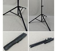 CHICIRIS Music Stand, Portable Adjustable Foldable Iron Rubber PP Sheet Music Floor Podium, with High Elastic Pressure Score Bar, for Guitar Players Instrument Accessories Black