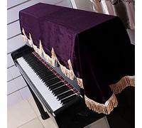 CHICIRIS Piano Cover with Elegant Frill Edge, 88 Key Half Cover, Soft Flannelette, Split Curtain Design for Home Use, Dark Green, Purple, Black (Violet)