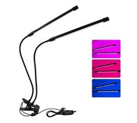 CHICIRIS Plant Grow Light Full Spectrum Clamp/Holder-on USB Indoor Growing Lamp for Succulents 360° Adjustable Timing 9-Gear Dimming for Greenhouses and Potted Plants (Double tube-20W)