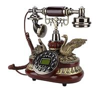 CHICIRIS Plate Dial Antique Telephone Dual System Compatibility for Office Home Hotel, Retro Vintage Telephone with Automatic IP Function, Time Display Feature
