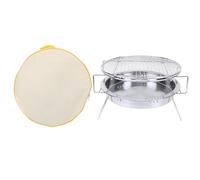 CHICIRIS Portable Folding Grill, Stainless Steel Round Barbecue Grill, Foldable Charcoal for Camping Picnic Cooking, Easy Cleaning, Compact Design for Families and Outdoor Gatherings (Large 30*19.5)