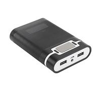CHICIRIS Power Bank Box Lightweight Battery Outer Case with LED Function for Emergency Use ABS and Metal 4pcs Batteries (Black)