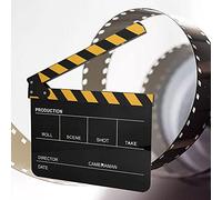 CHICIRIS Professional Movie Directors Clapboard, TV Movie Action Board Film Cut Prop Acrylic Director Scene Clapperboard Slate with Pen (Black and yellow blackboard PAV1YBWE3)
