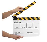 CHICIRIS Professional Movie Directors Clapboard, TV Movie Action Board Film Cut Prop Acrylic Director Scene Clapperboard Slate with Pen (Black and yellow white board PAV1YWE3)