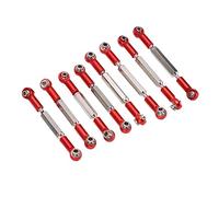 CHICIRIS RC Car Metal Steering Linkage, Adjustable Aluminum Alloy Pull Rods, 8 Pcs Set for WPL C14 C24 B14 MN D90 D91 RC Cars (Red)
