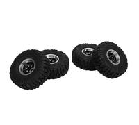CHICIRIS RC Car Wheels and Tires, 58mm Aluminum Alloy Rims with Negative Offset and Soft Compound Tires for 1/18 1/24 SCX24 Bronco C10 JLU Deadbolt Gladiator FCX24 (Black)