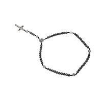 CHICIRIS Rosary Necklace, Obsidian Crucifix Pendant Catholic Beads with Zinc Alloy for Praying Gifts, Good Luck, Religious Jewelry for Men Women