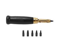 CHICIRIS Screw Hole Punch, Wooden Handle Leather Punch Tool with 6pcs Interchangeable Tips 1.5mm 2mm 2.5mm 3mm 3. 4mm for Leather Craft Sewing Belt Strap