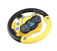 CHICIRIS Simulation Steering Wheel Toy Plastic Driving Imitation Toy Battery Powered with Base Interactive Educational Play for Children Early Learning At Home or Travel (Yellow)