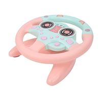 CHICIRIS Simulation Steering Wheel Toy Plastic Driving Imitation Toy with Base Battery Powered Early Education Play for Children Birthday Use At Home or Travel (Pink)