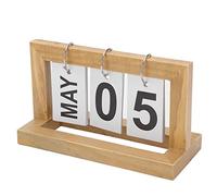 CHICIRIS Small Desk Calendar Stylish Practical Flip Charts for Desktop Decoration, 20.3 X 8.8 X 12cm Oak & Metal