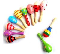 CHICIRIS Small Maraca Wooden Percussion Maraca Solid Wood 12cm Mini Hand Rattle Colorful Lightweight Grasping Toy for Toddlers 0 to 3 Years Home Travel Music Play