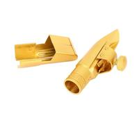 CHICIRIS Soprano Saxophone Mouthpiece, Professional Brass Gold Plated Sax Mouthpiece Replacement with Metal Cap for Saxophone Players Enthusiasts Beginners Students