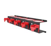 CHICIRIS Spray Bottle Storage Rack, Wall Mounted Garage Organizer with 5 Holes and 5 Hooks for Car Wash Tools and Detailing Supplies, Red and Black