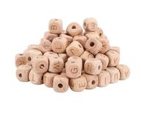 CHICIRIS Square Wooden Alphabet Beads Crafted in Beech Wood, 12mm, Large Hole for Handcraft Projects, Bracelets and Necklaces, Home Decor, Gifts, 100PCS