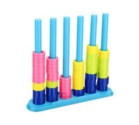CHICIRIS Stacking Game, Plastic Color Matching Challenge Puzzle with 50 Cards 40 Pieces 6 Pillars, Pattern Match Brain Training and Quick Reaction Activity for Family Party Travel