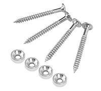 CHICIRIS Stainless Steel Guitar Neck Joint Bushing Set, 4 Sets Metal Ferrule Screw/Fastener for Electric Guitar and Bass, Easy Installation (Silver)
