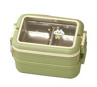 CHICIRIS Stainless Steel Insulated Lunch Box, with 2 Compartments Leakproof Secure Locks, for Adults Kids School Office (Green)