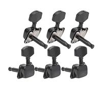 CHICIRIS String Tuning Key for Folk Guitar, 3 Left 3 Right Metal Tuning Pegs with Fixed Accessories (Black)