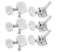 CHICIRIS String Tuning Key for Folk Guitar, 3 Left 3 Right Metal Tuning Pegs with Fixed Accessories (Silver)