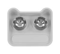 CHICIRIS Tilted Cat Food Water Bowl Set Stainless Steel Double Pet Feeder | 15 Degree Elevated Platform, Anti Spill Raised Edge Design, Dishwasher Safe Removable Bowls, PP Plate for Small Dogs