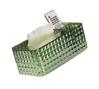 CHICIRIS Transparent Rhombus Textured Tissue Box Holder with Side Storage for Living Room, Bedroom, Plastic 3.5 X 4.7 X 9.4in (Green)