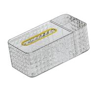 CHICIRIS Transparent Rhombus Textured Tissue Box Holder with Side Storage for Living Room, Bedroom, Plastic 3.5 X 4.7 X 9.4in (Transparent White)