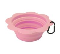 CHICIRIS Travel-Friendly Foldable Silicone Pet Bowl with Attractive Flower Design for Dogs Cats and Small Pets Outdoors or on the Go (Pink)