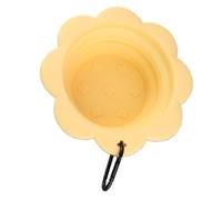 CHICIRIS Travel-Friendly Foldable Silicone Pet Bowl with Attractive Flower Design for Dogs Cats and Small Pets Outdoors or on the Go (Yellow)