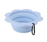 CHICIRIS Travel-Friendly Foldable Silicone Pet Bowl with Attractive Flower Design for Dogs Cats and Small Pets Outdoors or on the Go (Blue)