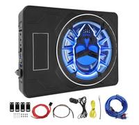 CHICIRIS Under Seat Powered Car Subwoofer 10 Inch, 800W Super Slim Built in Amplifier LED Light, Active Car Subwoofer with Remote Control IPX4 Water Proof, for Trucks SUV Mobile Music (Blue)