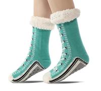 CHICIRIS USB Heated Socks for Men Women Fleece Anti Slip Electric Heating Socks Foot Warmer for Winter Indoor Home Skiing Camping (Lake Blue)