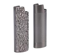 CHICIRIS Vintage Metal Lighter Cover Holder Set for Stylish and Safe Storage Durable Zinc Alloy with Retro Relief Design Ideal for Travel and Gift Giving 8cm Pack of 2 (Black)