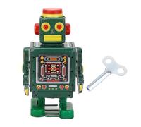 CHICIRIS Vintage Robot Mini Tin Toy Classic Clockwork Wind Up Robot, Vintage Tin Decoration, Iron Retro Collection Figurine with Handle, Unique Birthday Xmas (Green)