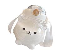 CHICIRIS Water Bottle, Cute Panda Design 1000ml Large Capacity Kids Drinking Bottle with Straw and Carrying Strap, for Daily Use School Outdoor Activities (Clear White)