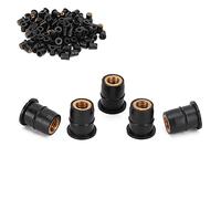 CHICIRIS Well Nut M6 Rubber Nut Assortment 100PCS with Captive Brass M6x0.8mm for Motorcycle ATV Windscreens and Body Panels Seal Vibration Isolation