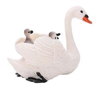 CHICIRIS White Swan Ornament Carrying Small Swans Lifelike Animal Model Toy | High Simulation Plastic, Educational Sensory Learning, 2.6 Inch for Home Decor or Story Props