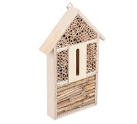 CHICIRIS Wooden Bee House Shelter Natural Decoration for Garden 30x20x4cm, Durable Nesting Box for Beneficial