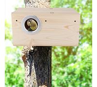 CHICIRIS Wooden Bird Box for Cockatiels, Durable Breeding House with Metal Edge Opening, Comfortable Lounge for Budgerigars and Other Birds, Size 13.4 X 7.7 X 6.7in