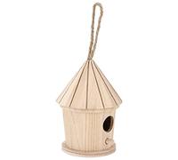 CHICIRIS Wooden Birdhouse DIY Natural Round Birdhouse, Paulownia Wood Nesting Box for Garden, Hanging Bird House for Kids and Outdoor Use